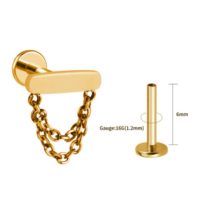Desni veliki ASTM F136 dvostruki lančići od titana, naušnica s šipkom s kićankama, naušnica s unutarnjim navojem Helix hrskavica Tragus Monroe piercing