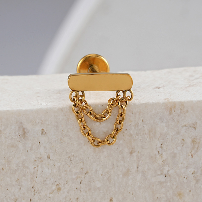 Desni veliki ASTM F136 dvostruki lančići od titana, naušnica s šipkom s kićankama, naušnica s unutarnjim navojem Helix hrskavica Tragus Monroe piercing