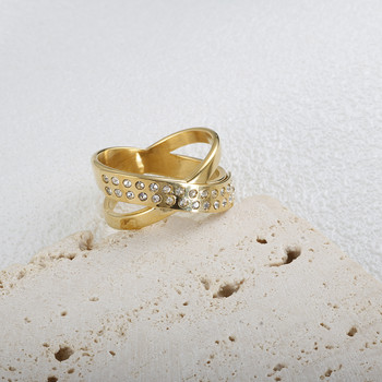 8-10 Δαχτυλίδι μεγάλου μεγέθους Πολυτελές Χρυσό Χρώμα Τέμνοντα Κυβικά Ζιργκόν Γυαλιστερά κρυστάλλινα δάχτυλα Μόδα από ανοξείδωτο ατσάλι για γυναίκες άνδρες