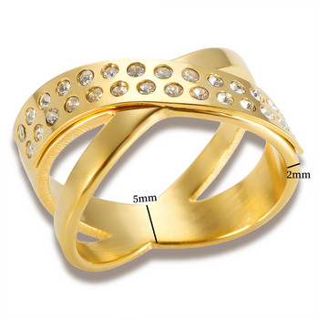 8-10 Δαχτυλίδι μεγάλου μεγέθους Πολυτελές Χρυσό Χρώμα Τέμνοντα Κυβικά Ζιργκόν Γυαλιστερά κρυστάλλινα δάχτυλα Μόδα από ανοξείδωτο ατσάλι για γυναίκες άνδρες