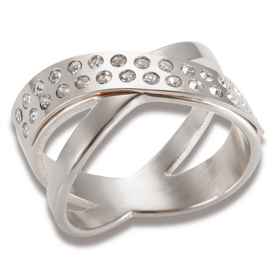 8-10 liela izmēra gredzens luksusa zelta krāsā krustojas kubiskā cirkonija spīdīgs kristāla pirkstu gredzeni modes nerūsējošais tērauds sievietēm vīriešiem