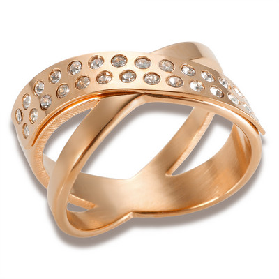 8-10 liela izmēra gredzens luksusa zelta krāsā krustojas kubiskā cirkonija spīdīgs kristāla pirkstu gredzeni modes nerūsējošais tērauds sievietēm vīriešiem