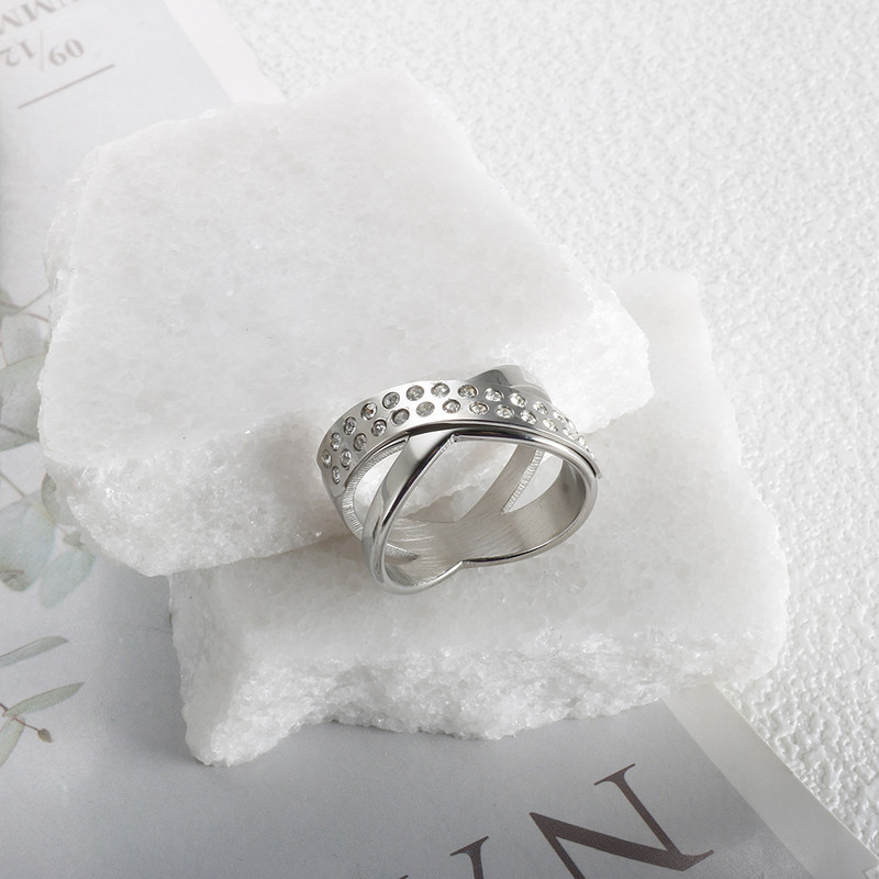 8-10 liela izmēra gredzens luksusa zelta krāsā krustojas kubiskā cirkonija spīdīgs kristāla pirkstu gredzeni modes nerūsējošais tērauds sievietēm vīriešiem