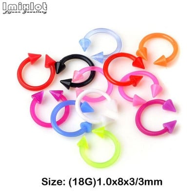 20GAB Krāsaini silikona ķermeņa pīrsingi rotaslietas pakavs starpsienas pīrsings deguna lūpu gredzens auss skrimslis spirālveida pīrsings auskari