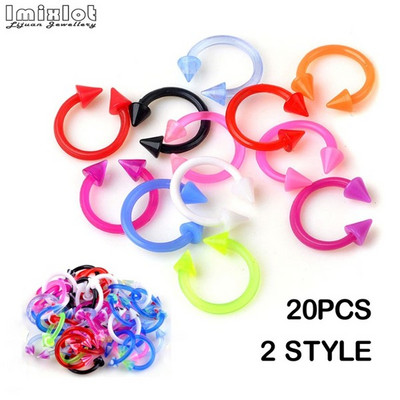 20GAB Krāsaini silikona ķermeņa pīrsingi rotaslietas pakavs starpsienas pīrsings deguna lūpu gredzens auss skrimslis spirālveida pīrsings auskari