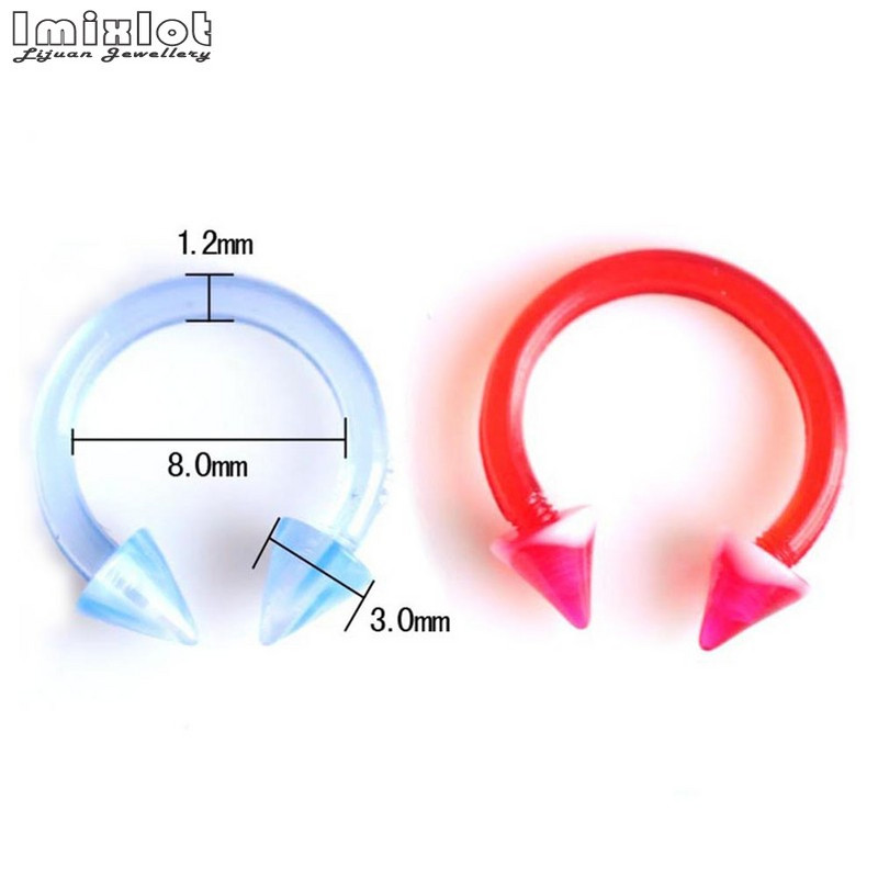 20GAB Krāsaini silikona ķermeņa pīrsingi rotaslietas pakavs starpsienas pīrsings deguna lūpu gredzens auss skrimslis spirālveida pīrsings auskari