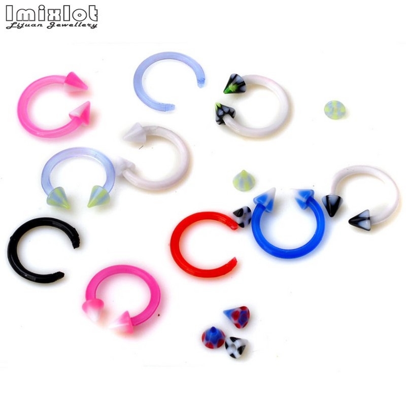 20GAB Krāsaini silikona ķermeņa pīrsingi rotaslietas pakavs starpsienas pīrsings deguna lūpu gredzens auss skrimslis spirālveida pīrsings auskari