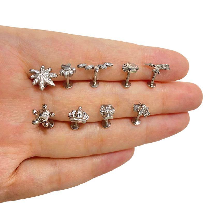 ASTM F136 Titanium BUŠILICA ZA UŠI Javorov list Kornjača Pčela Galeb Nitovi za uho Labret Naušnica za usne Hrskavica NAUŠNICA Nakit za piercing