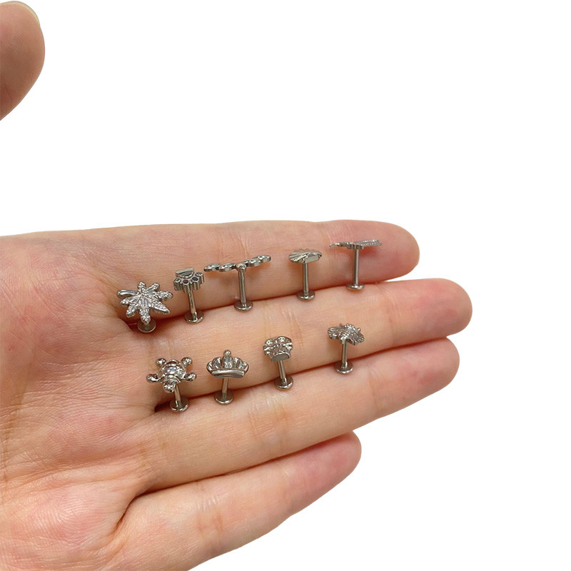 ASTM F136 Titanium BUŠILICA ZA UŠI Javorov list Kornjača Pčela Galeb Nitovi za uho Labret Naušnica za usne Hrskavica NAUŠNICA Nakit za piercing