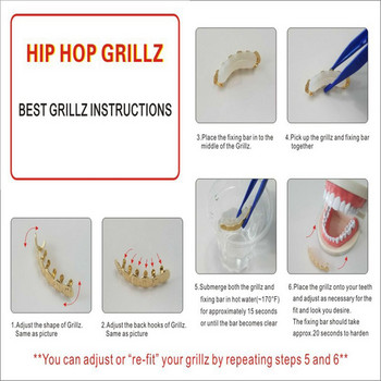Κοσμήματα Gangsta Party Αστεία κοσμήματα Rhinestone Hip Hop Teeth Grillz Μονά κλιπ Grillz Tooth Caps Top & Bottom Grillz