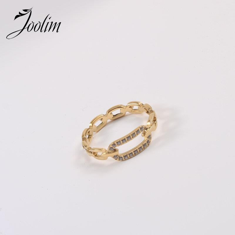 Joolim nakit Vrhunski zlatni završni luksuzni dizajnerski novi lančić sa šupljim karikama Fino prstenje od nehrđajućeg čelika od cirkonija za žene