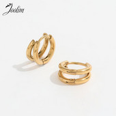 Joolim augstas klases PVD pārklājumu aptraipa bezmaksas modes daudzpusīgs divslāņu Huggie auskars Trend nerūsējošā tērauda juvelierizstrādājumu vairumtirdzniecība