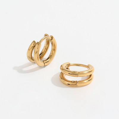 Joolim augstas klases PVD pārklājumu aptraipa bezmaksas modes daudzpusīgs divslāņu Huggie auskars Trend nerūsējošā tērauda juvelierizstrādājumu vairumtirdzniecība