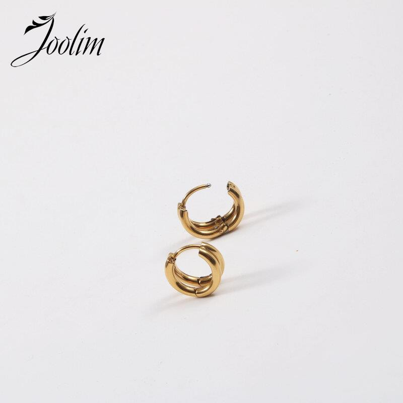 Joolim augstas klases PVD pārklājumu aptraipa bezmaksas modes daudzpusīgs divslāņu Huggie auskars Trend nerūsējošā tērauda juvelierizstrādājumu vairumtirdzniecība