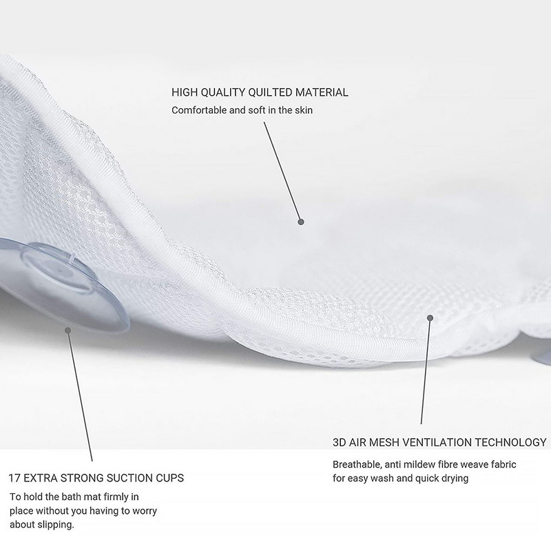 Protuklizna prostirka za kadu s vakuumskim čašicama Vreća za rublje Jastuk za kupanje SPA Jastuk za udobnost cijelog tijela