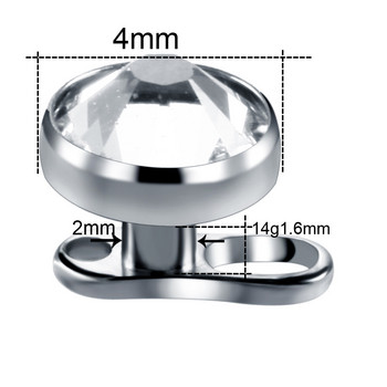 10 τμχ/παρτίδα Titanium Micro Dermal Piercings Set Dermal Anchor Base & Tops Skinner Diver Dermal Top Base Piercings Body Jewelry 14G