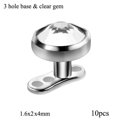 10pcs/lot Titanium Micro Dermal Piercings Set Dermal Anchor Base & Tops Skinner Diver Dermal Top Base Piercings Nakit za tijelo 14G