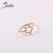 Joolim augstākās klases zelta apdare, neaptraipa, modes Pentagramma dobi smalki gredzeni, 18 K PVD pārklājums, nerūsējošā tērauda rotaslietu vairumtirdzniecība