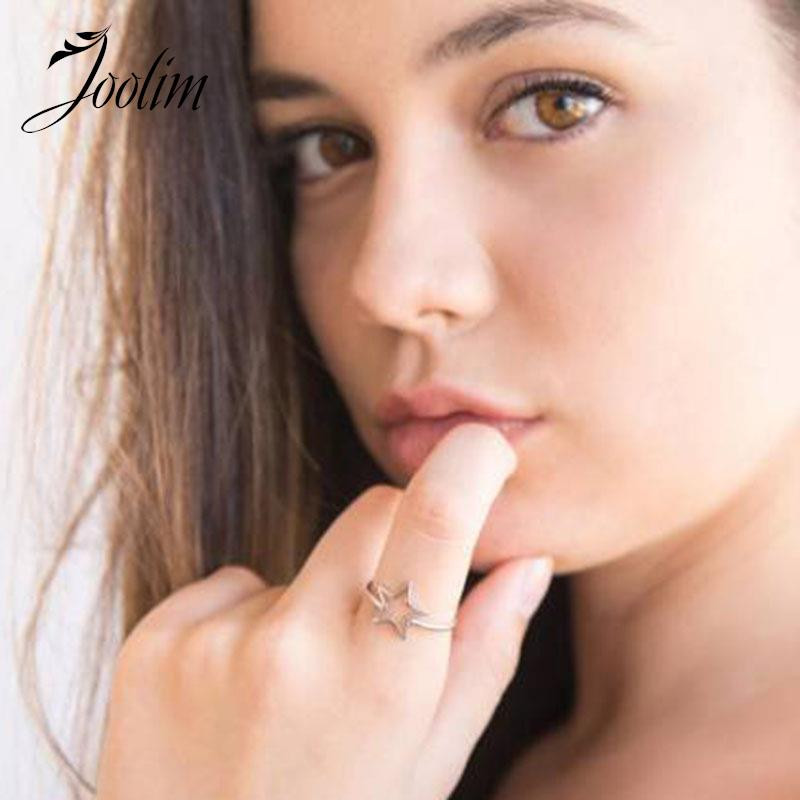 Joolim augstākās klases zelta apdare, neaptraipa, modes Pentagramma dobi smalki gredzeni, 18 K PVD pārklājums, nerūsējošā tērauda rotaslietu vairumtirdzniecība