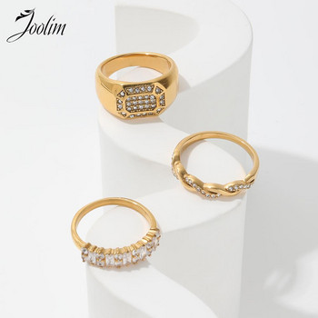 Joolim High End PVD Zircon Pave Rings for Women Κοσμήματα από ανοξείδωτο χάλυβα Χονδρική