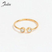 Joolim nakit Vrhunska zlatna završna obrada bez potamnjivanja Modno fino klasično prstenje od nehrđajućeg čelika s otvaranjem od cirkonija za žene