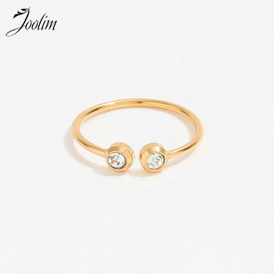 Joolim Jewelry csúcskategóriás, arany fényezésű foltmentes divatos Fine Classic cirkónia nyitható rozsdamentes acél ujjgyűrűk nőknek