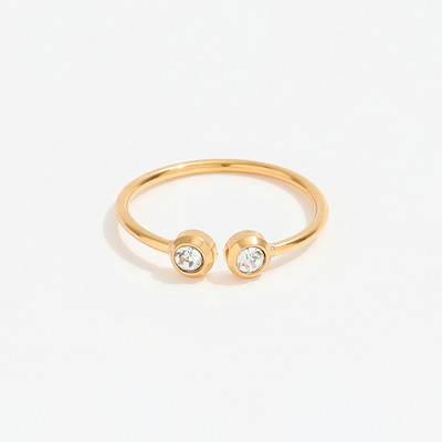 Joolim nakit Vrhunska zlatna završna obrada bez potamnjivanja Modno fino klasično prstenje od nehrđajućeg čelika s otvaranjem od cirkonija za žene