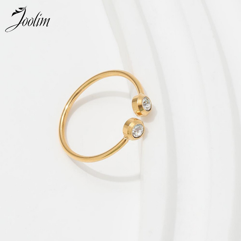 Joolim nakit Vrhunska zlatna završna obrada bez potamnjivanja Modno fino klasično prstenje od nehrđajućeg čelika s otvaranjem od cirkonija za žene