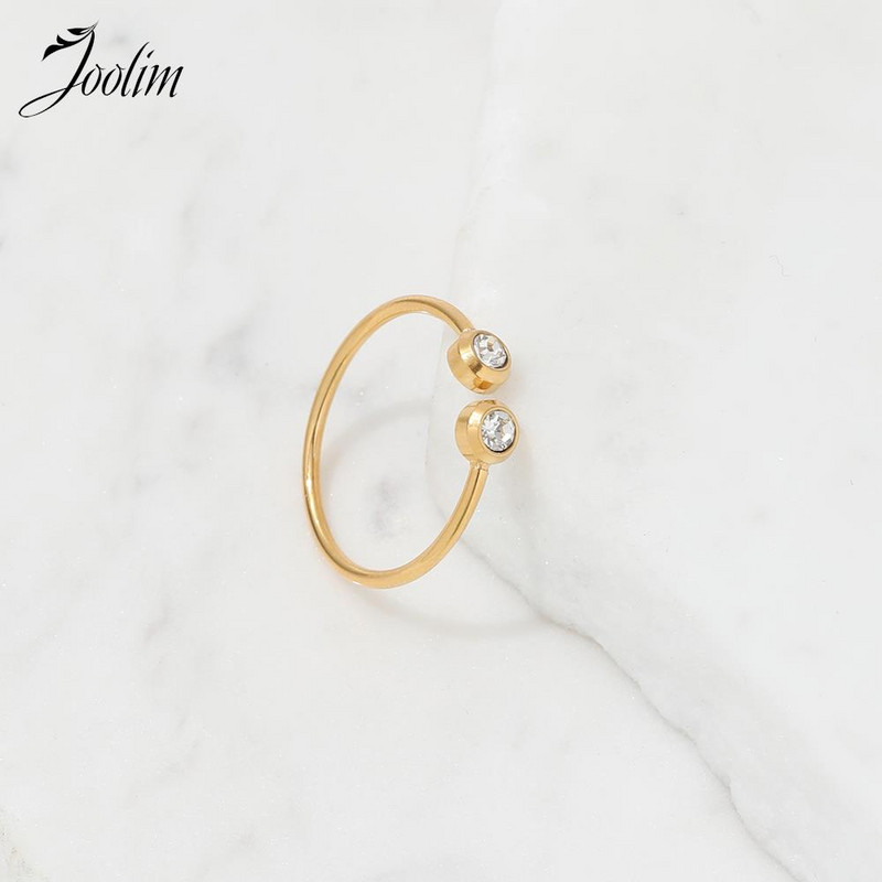 Joolim nakit Vrhunska zlatna završna obrada bez potamnjivanja Modno fino klasično prstenje od nehrđajućeg čelika s otvaranjem od cirkonija za žene