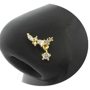 Nakit za piercing u nosu Ženske karike za nos od nehrđajućeg čelika Nakit za viseći nos s dragim kamenjem L zavojnice za nos Nakit za tijelo