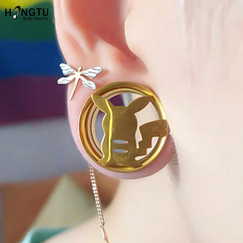 2PC 8-20mm zlatni ekspanderi za uši Nakit za piercing tijela Nakit za tijelo od 316L kirurškog čelika Mjerači za tunele za uho Tuneli za čepiće