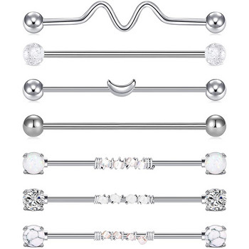 9 τμχ από ανοξείδωτο ατσάλι Heart Industrial Piercing Set Earring Cartilage Industrial Barbell for Women Unisex Body Jewelry