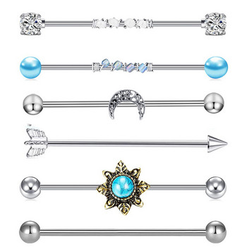 9 τμχ από ανοξείδωτο ατσάλι Heart Industrial Piercing Set Earring Cartilage Industrial Barbell for Women Unisex Body Jewelry