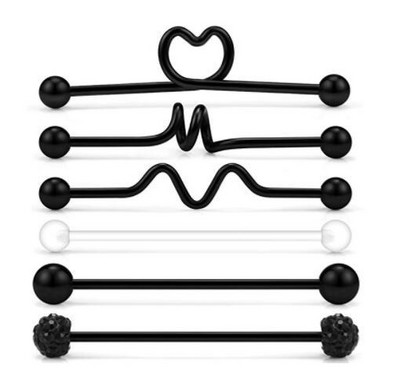 9PC Srce od nehrđajućeg čelika Industrijski set za piercing Naušnice Hrskavica Industrijski uteg za žene Unisex Nakit za tijelo