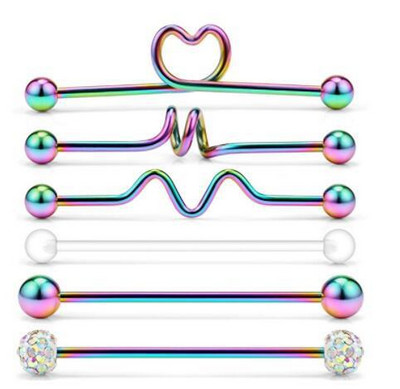 9PC Srce od nehrđajućeg čelika Industrijski set za piercing Naušnice Hrskavica Industrijski uteg za žene Unisex Nakit za tijelo