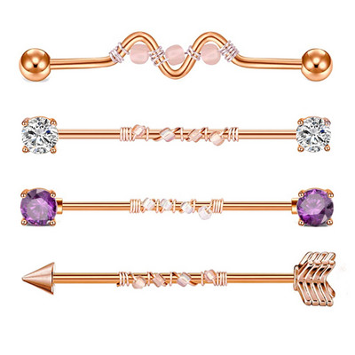 9PC Srce od nehrđajućeg čelika Industrijski set za piercing Naušnice Hrskavica Industrijski uteg za žene Unisex Nakit za tijelo