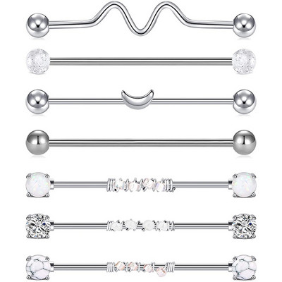 9PC Srce od nehrđajućeg čelika Industrijski set za piercing Naušnice Hrskavica Industrijski uteg za žene Unisex Nakit za tijelo