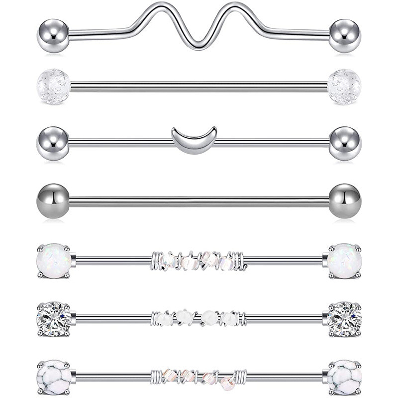 9PC Srce od nehrđajućeg čelika Industrijski set za piercing Naušnice Hrskavica Industrijski uteg za žene Unisex Nakit za tijelo