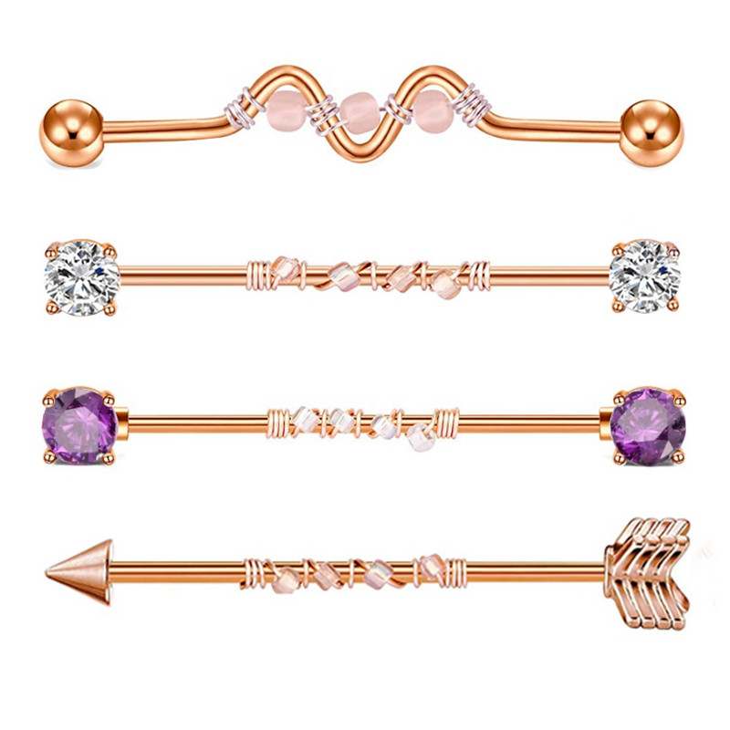 9PC Srce od nehrđajućeg čelika Industrijski set za piercing Naušnice Hrskavica Industrijski uteg za žene Unisex Nakit za tijelo