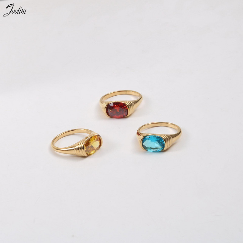 Joolim High End Gold PVD veekindlad tsirkoonpunased turmaliinist sõrmused naistele roostevabast terasest ehete hulgimüük