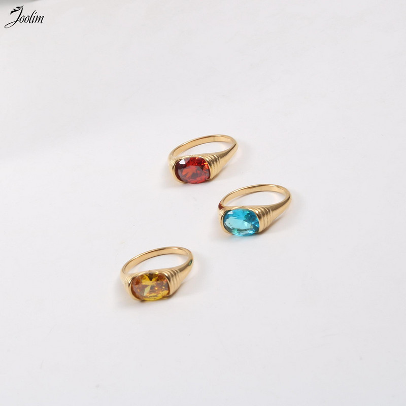 Joolim High End Gold PVD veekindlad tsirkoonpunased turmaliinist sõrmused naistele roostevabast terasest ehete hulgimüük