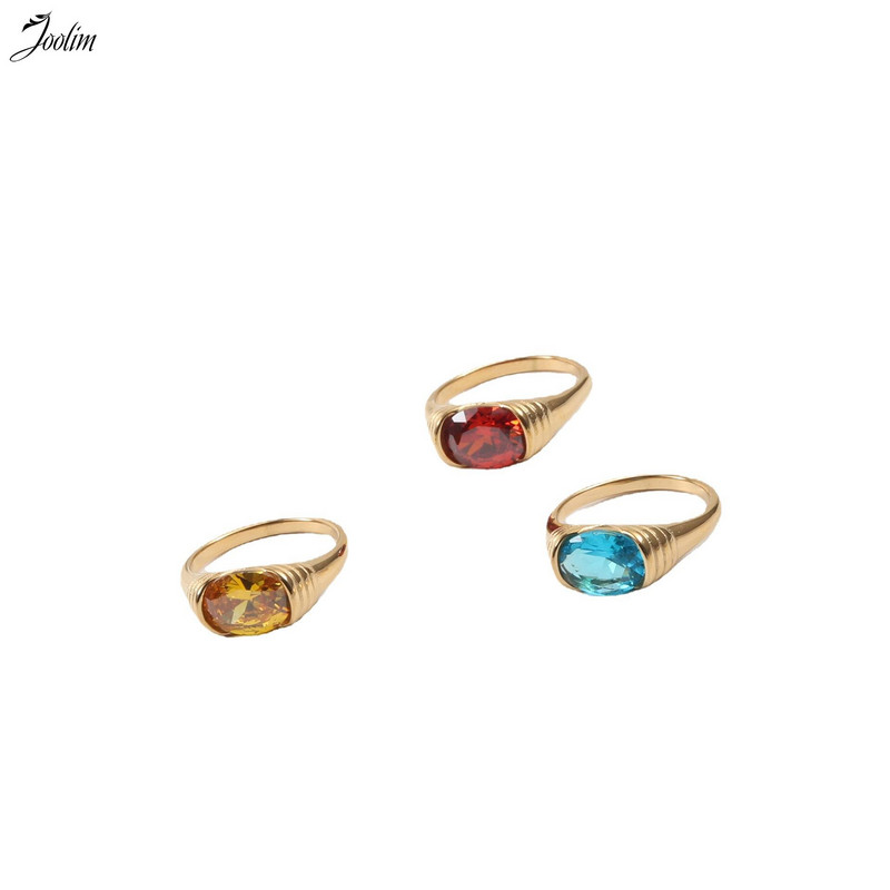 Joolim High End Gold PVD veekindlad tsirkoonpunased turmaliinist sõrmused naistele roostevabast terasest ehete hulgimüük