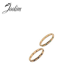 Joolim High End Gold Finish Fine Luxury Black&Green Zirconia Pave Rings No Fade 18K PVD Plated κοσμήματα από ανοξείδωτο χάλυβα Χονδρική