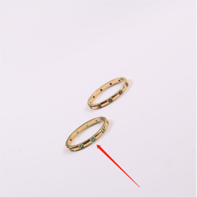 Joolim High End Gold Finish Fini Luksuzni crno-zeleni cirkonski prstenovi bez blijeđenja, 18K PVD presvučeni nakitom od nehrđajućeg čelika, veleprodaja