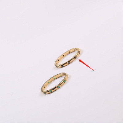 Joolim High End Gold Finish Fini Luksuzni crno-zeleni cirkonski prstenovi bez blijeđenja, 18K PVD presvučeni nakitom od nehrđajućeg čelika, veleprodaja