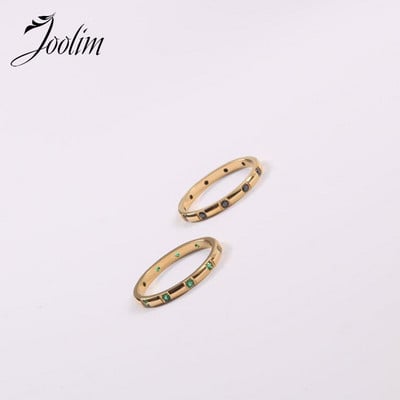 Joolim High  Fine Luxury Black&Green Zirconia Pave Rings No Fade PVD покритие от неръждаема стомана Бижута на едро