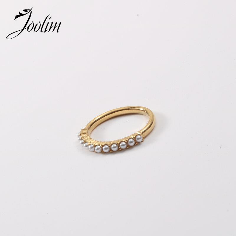 Joolim vrhunska zlatna obrada bez potamnjenja, svijetli, luksuzni Sweety fini biserni prstenovi, poklon za žene, veleprodaja nakita od nehrđajućeg čelika
