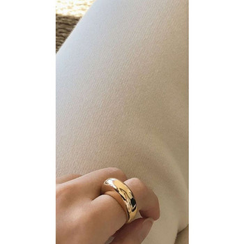 Висок клас блестящи златни пръстени с масивни пръсти от неръждаема стомана за жени Пръстени за жени подарък