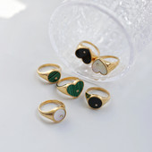 Vrhunski nakit presvučen PVD-om, veleprodaja Ženski prsten od nehrđajućeg čelika, vintage ružičasti smaragd, prozirni cirkon, ljubavno srce