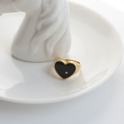 Vrhunski nakit presvučen PVD-om, veleprodaja Ženski prsten od nehrđajućeg čelika, vintage ružičasti smaragd, prozirni cirkon, ljubavno srce